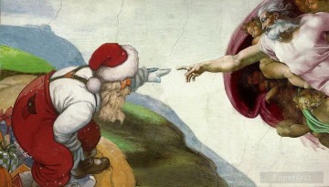 子供向け Painting - 神様によるサンタクロースの創造 クリスマスオリジナル
